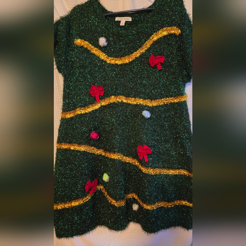 Festive Green Christmas Sweater Dress